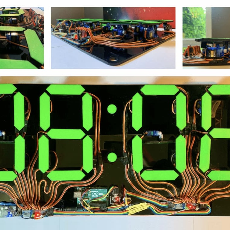 Mechanical seven-segment clock